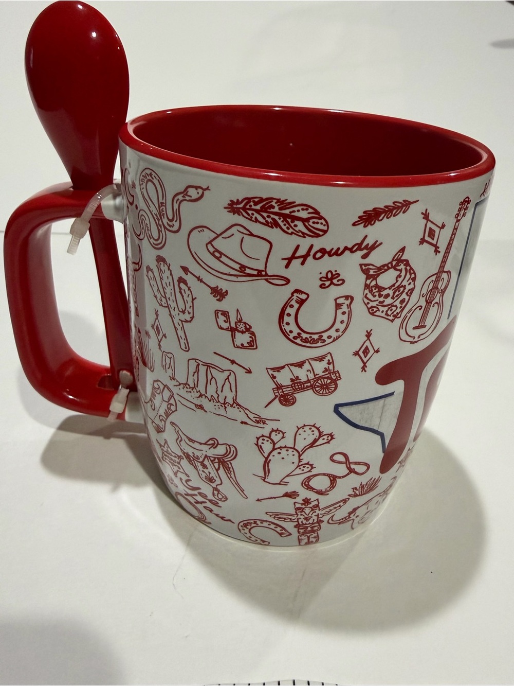 NEW Texas Red Spoon Coffee Mug Western Cowboy Lone Star Souvenir Ceramic Cup